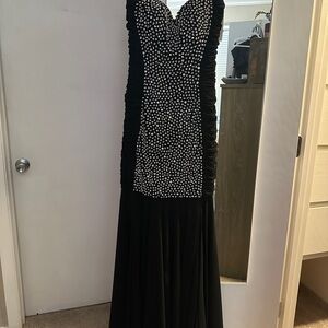 Elegant Black and White Evening Gown